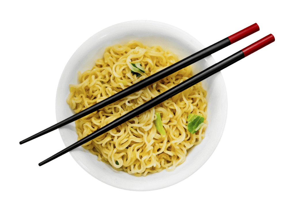 A bowl of noodles indicating cheap food isn't as good as a nourishing planned meal.